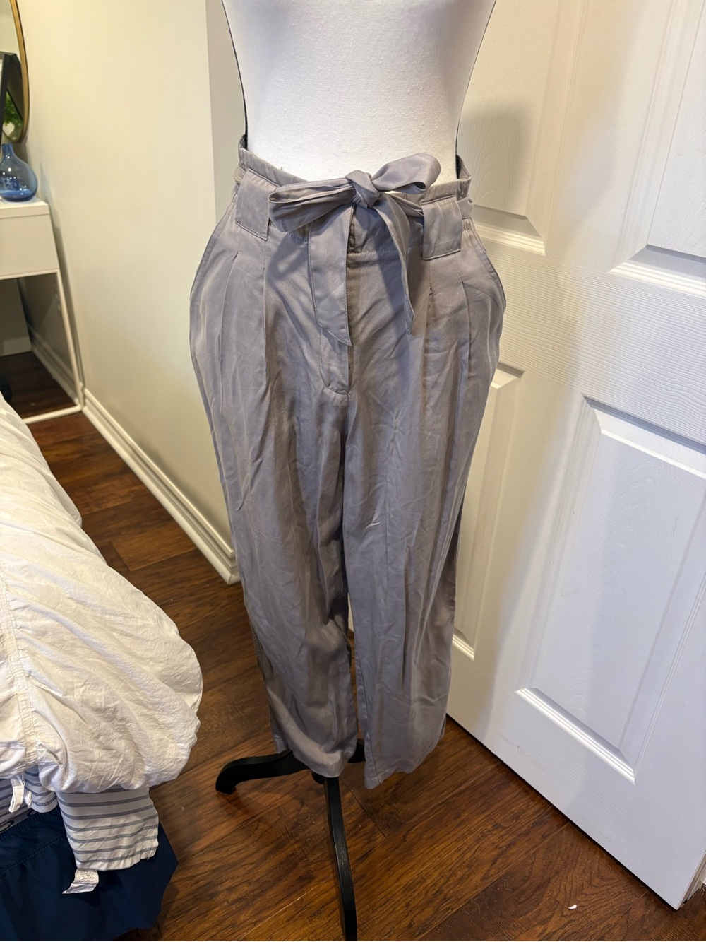 Max Jeans Elephant Soft Pants Size 12 Grey Tencel Paperbag Tie Waist